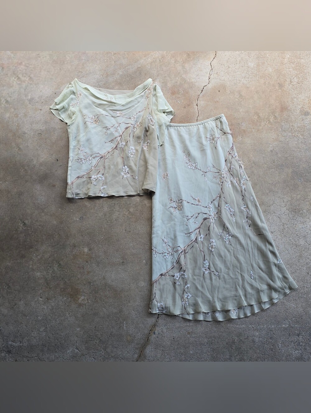 Vintage Y2K 90s Papell 100% Silk Floral Quaint Fairy Skirt Whimsical 8 Whimsy
